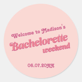 Roze retro Font Bachelorette Favor Labels