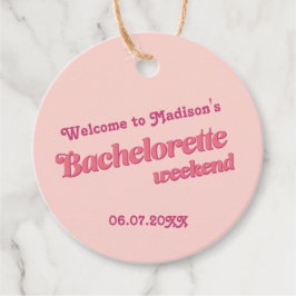 Roze retro Font Bachelorette Favor Tags Bedankjes Labels