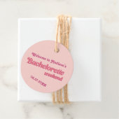 Roze retro Font Bachelorette Favor Tags Bedankjes Labels (In situ)