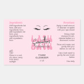 Roze Retro Font Lash Extensions Cleanser Wrapper Rechthoekige Sticker (Voorkant)