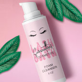 Roze Retro Font Lash Extensions Cleanser Wrapper Rechthoekige Sticker