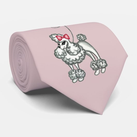 Roze Retro Franse Poedel Das (Opgerold)