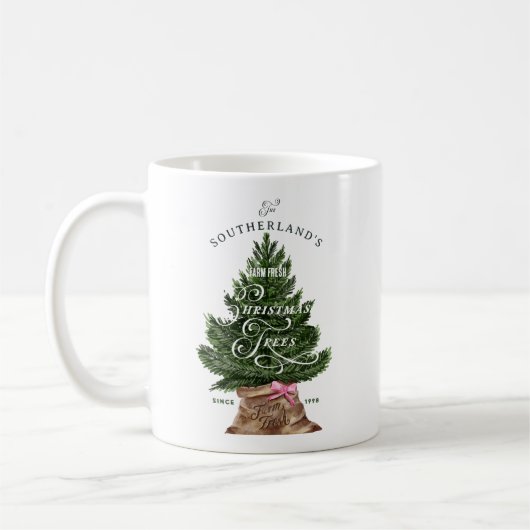 Roze Retro Fun  Boerderij Fresh Tree Monogram Koffiemok (Links)