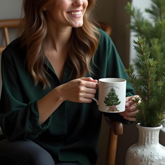 Roze Retro Fun  Boerderij Fresh Tree Monogram Koffiemok