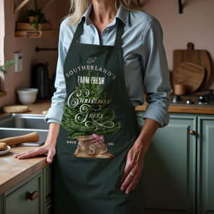 Roze Retro Fun  Boerderij Fresh Tree Monogram Schort