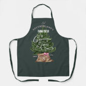 Roze Retro Fun  Boerderij Fresh Tree Monogram Schort (Voorkant)