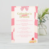 Roze retro Galentine's Brunch Menu Kaart (Staand voorkant)