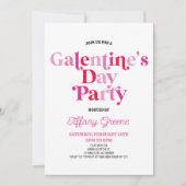Roze Retro Galentine's Valentijnsdag Party Kaart (Voorkant)