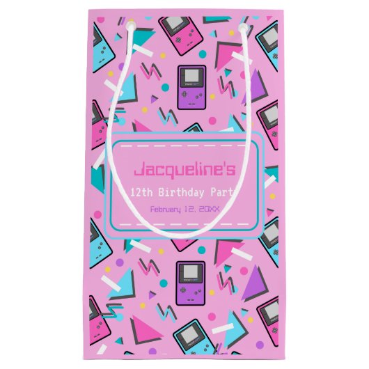 Roze Retro Gaming Klein Cadeauzakje (Voorkant)