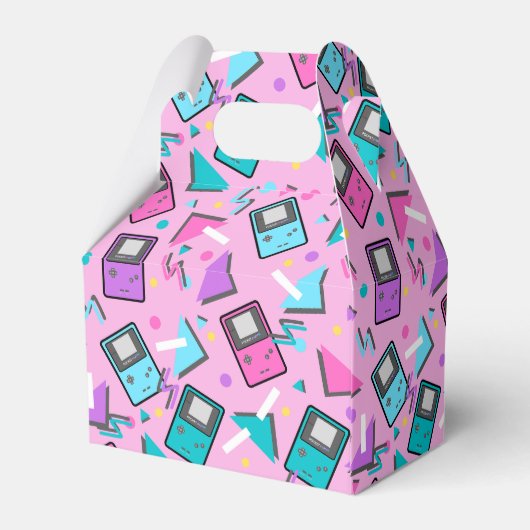 Roze Retro Gaming Verjaardag Bedankdoosjes (Achterkant)