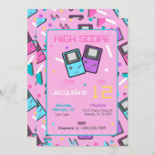 Roze Retro Gaming Verjaardag Kaart (Voorkant / Achterkant)