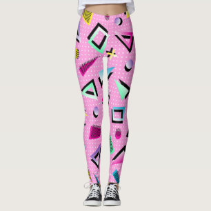  roze Retro Geometric Pattern 80s stijl Leggings