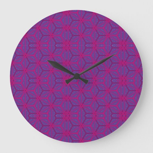 Roze retro geometrisch patroon grote klok (Voorkant)