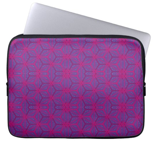 Roze retro geometrisch patroon laptop sleeve (Voorkant)