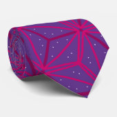 Roze retro geometrisch patroon stropdas (Opgerold)