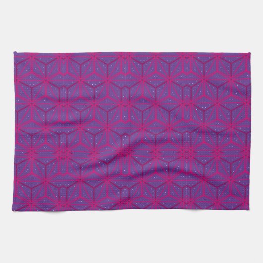 Roze retro geometrisch patroon theedoek (Horizontaal)