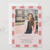 Roze Retro geruit Arch Classic Photo Afstuderen Kaart (Achterkant)