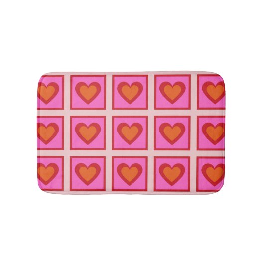 Roze Retro  geruit hart Y2K Patroon Badmat (Voorkant)
