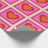 Roze Retro geruit hart Y2K Patroon Cadeaupapier (Hoek)