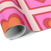 Roze Retro geruit hart Y2K Patroon Cadeaupapier (Rol Hoek)