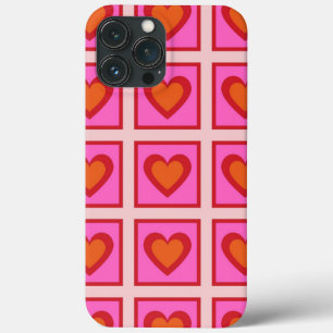 Roze Retro geruit hart Y2K Patroon Case-Mate iPhone Case