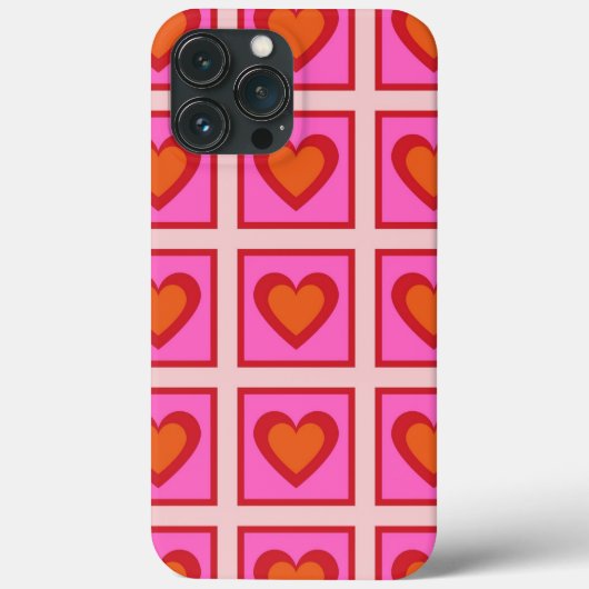 Roze Retro geruit hart Y2K Patroon Case-Mate iPhone Case (Achterkant)