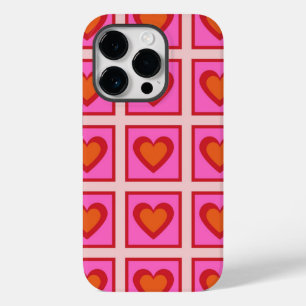 Roze Retro geruit hart Y2K Patroon Case-Mate iPhone 14 Pro Hoesje
