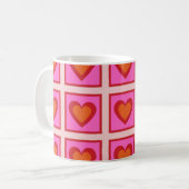Roze Retro  geruit hart Y2K Patroon Koffiemok (Voorkant links)