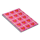 Roze Retro geruit hart Y2K Patroon Notitieboek (Rechterzijde)