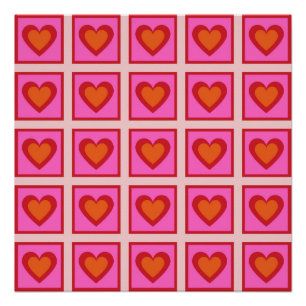 Roze Retro geruit hart Y2K Patroon Perfect Poster