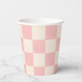 Roze Retro Geruite Feestbekers Papieren Bekers