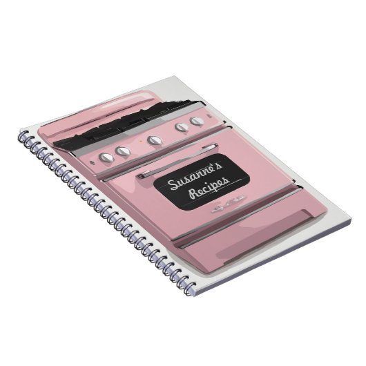 Roze Retro Gestreepte Book Journal Notitieboek (Rechterzijde)