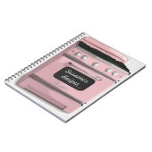 Roze Retro Gestreepte Book Journal Notitieboek (Linkerzijde)