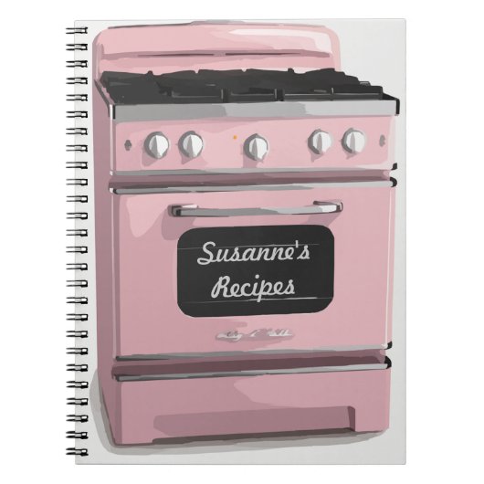 Roze Retro Gestreepte Book Journal Notitieboek (Voorkant)