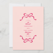 Roze Retro Getrouwde Kerstbogen Foto Feestdagenkaart (Voorkant)