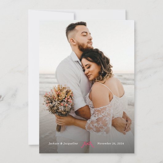 Roze Retro Getrouwde Kerstbogen Foto Feestdagenkaart (Achterkant)