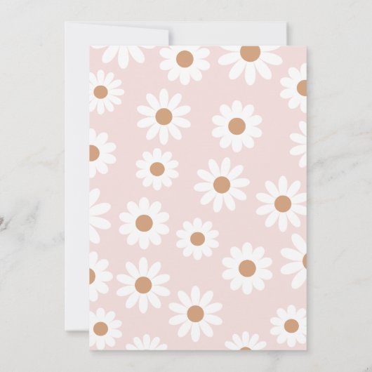 Roze Retro Girls Daisy 1e verjaardag Uitnodiging (Achterkant)