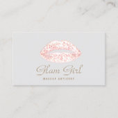 Roze Retro Glam Glitter Lips Make-up Artiest Visitekaartje (Voorkant)