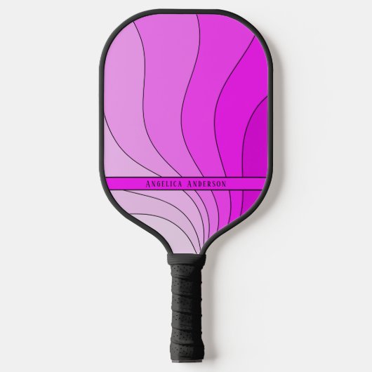 Roze Retro golven op maat Pickleball Paddle (Voorkant)