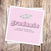 Roze Retro Graduation Party Custom Luncheon Servet