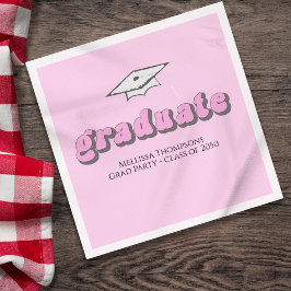 Roze Retro Graduation Party Custom Luncheon Servet