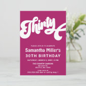 Roze Retro Groovy 30e verjaardagsfeestje Kaart (Staand voorkant)