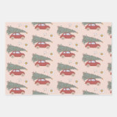 Roze Retro Groovy Auto Kerstboom Inpakpapier Vel (Voorkant 3)