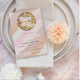 Roze Retro Groovy Baby shower Uitnodiging