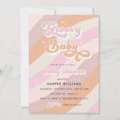 Roze Retro Groovy Baby shower Uitnodiging (Voorkant)