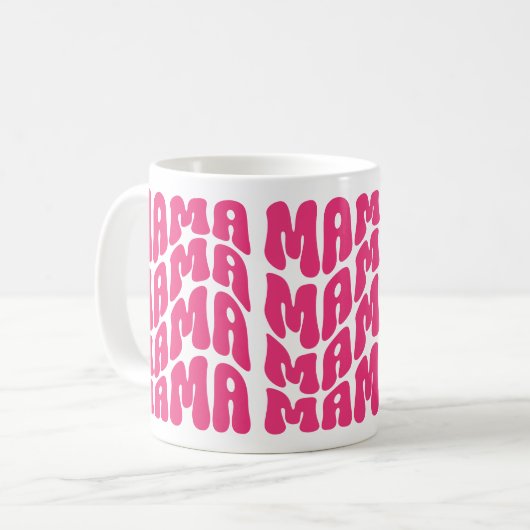 Roze Retro Groovy Cute Mama Moederdag mama Koffiemok (Voorkant links)