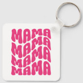 Roze Retro Groovy Cute Mama Moederdag mama Sleutelhanger (Achterkant)