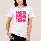 Roze Retro Groovy Cute Mama Moederdag mama Tri-Blend Shirt (Voorkant)