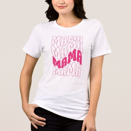 Roze Retro Groovy Cute Mama Moederdag mama Tri-Blend Shirt (Voorkant)