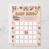 Roze Retro Groovy Kerst Baby shower Bingo Spel Kaart (Voorkant)